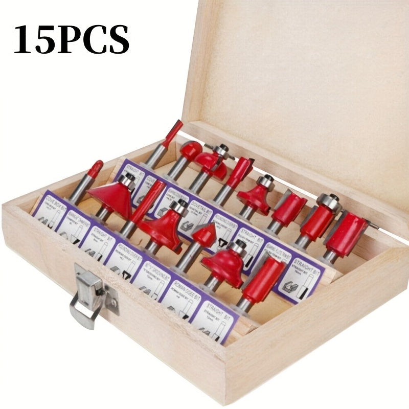 Carbide Router Bit Set 15 100PCS 1/4 Inch Shank Multi-Purpose Milling Carving Bits for Wood Fine Routing Engraving Professional Beginner Woodworking Tool Kit