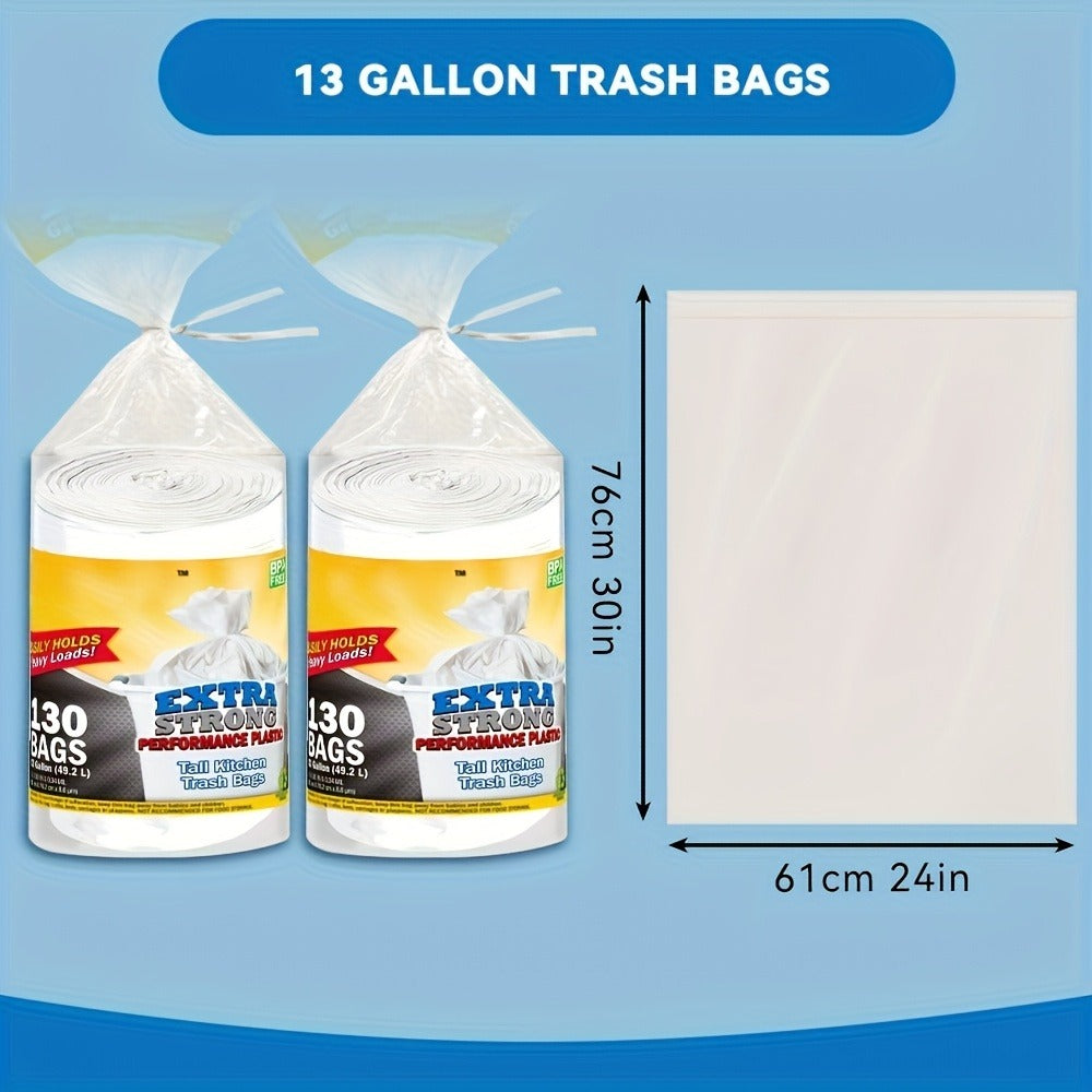 13 Gallon Trash Bags 260 Count Heavy Duty Drawstring Kitchen Garbage Bags ¨C Leak-Proof, Odor-Resistant, Expandable, 2 Rolls for Kitchen, Bedroom, Bathroom & Outdoor Use