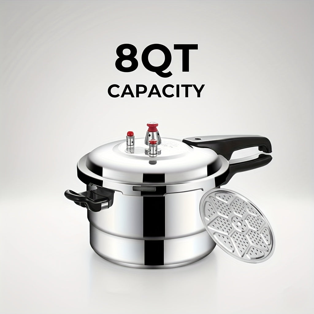 Aluminum Pressure Cooker Stovetop - 4.5Qt & 8Qt with Exhaust Valve & Multiple Safety Protections, Compatible with Gas & Induction Stoves, Canning Rack Included, Family Meals & Catering