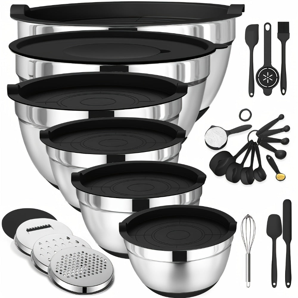 Stainless Steel Mixing Bowls Set for Cooking Baking Food Prep Fruits Noodles Kitchen Bowls Home Essentials 3 Colors