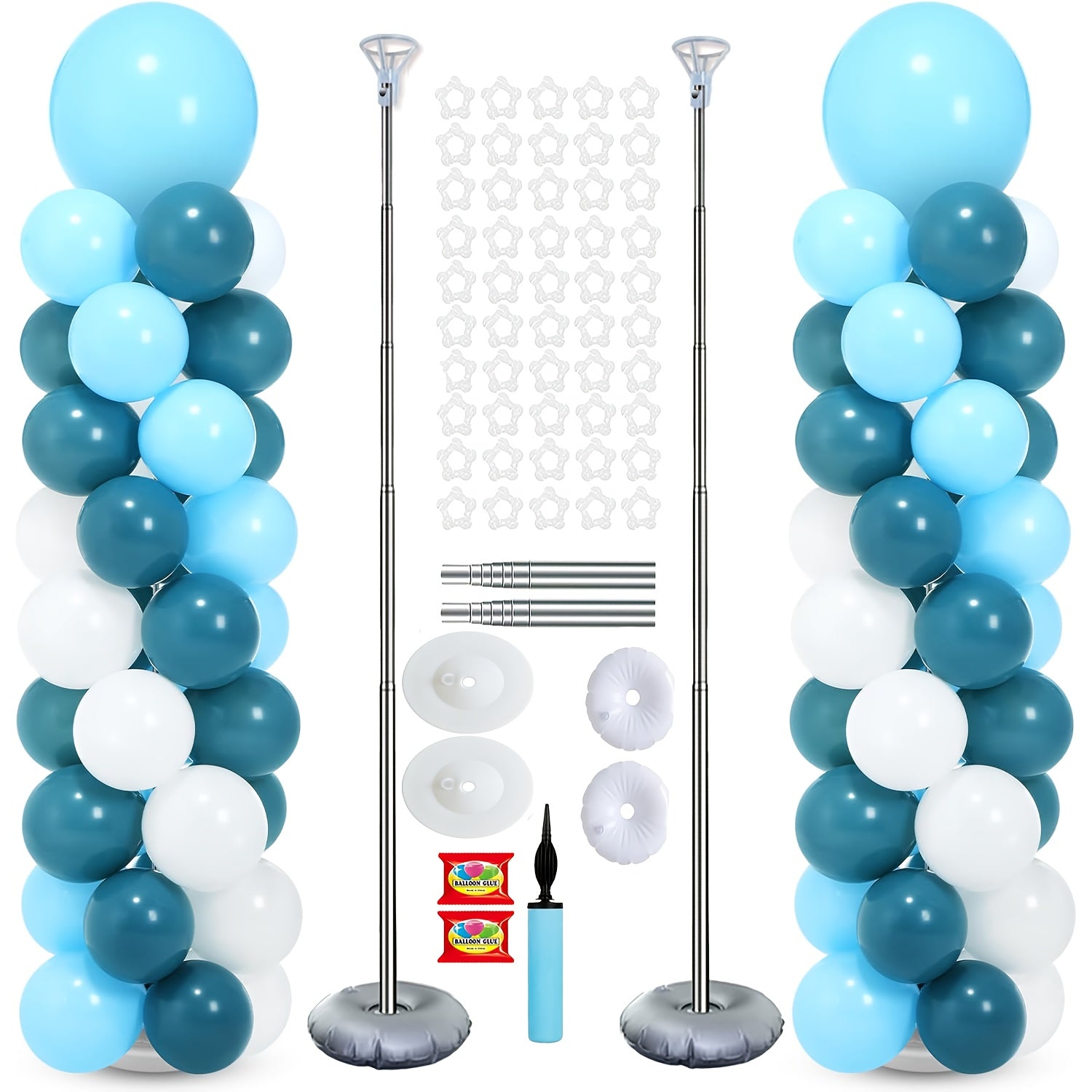 Balloon Column Stand Kit Set of 2 7Ft Adjustable Metal Arch Stand for Party Wedding Birthday Graduation Christmas Decor