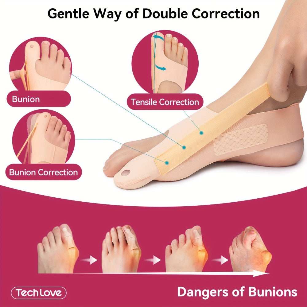 Bunion Corrector Socks Big Toe Straightener 1 Pair Adjustable Breathable Day Night Sleeve In-Shoe Hallux Valgus Correction Medium Large