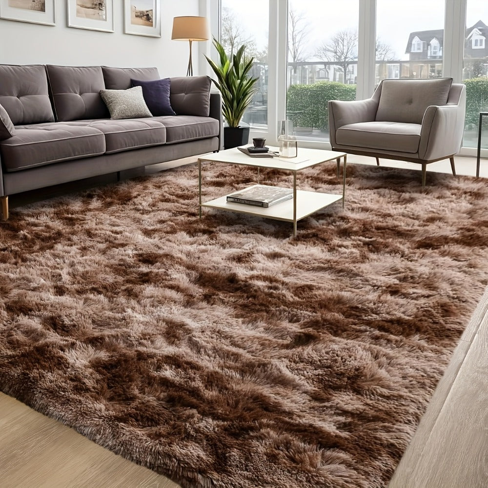 Shaggy Plush Area Rug - Soft Fluffy Carpet for Living Room, Bedroom & Sofa | Non-Slip Machine Washable Tie-Dye & Solid Color Long Pile Rug | Luxury Home Decor Floor Mat in Multiple Sizes & Colors