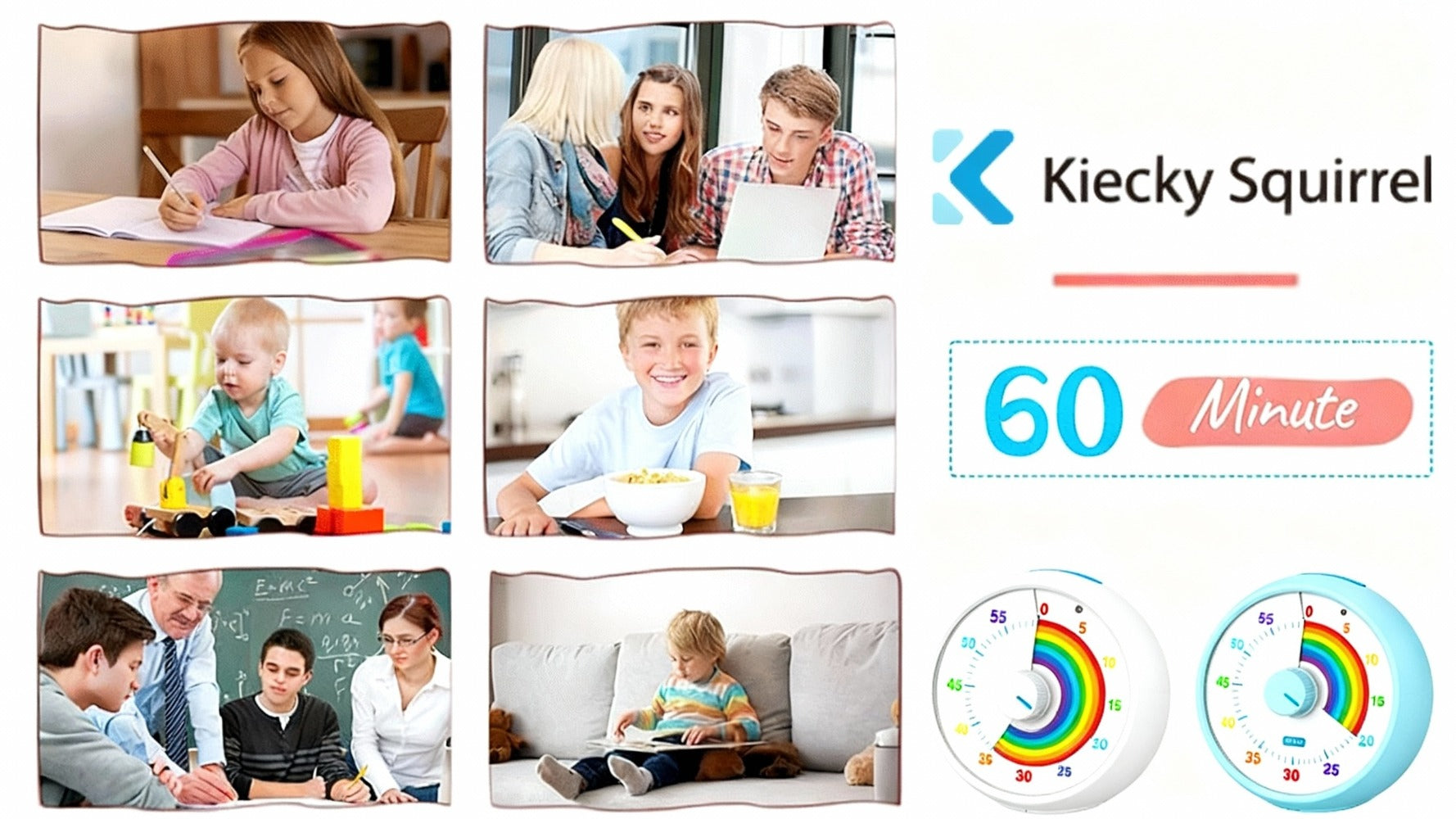 Visual Countdown Timer 60 Minute ¨C Silent Operation Time Management Clock for Classroom, Office, Kitchen & Desktop, Multiple Colors Available