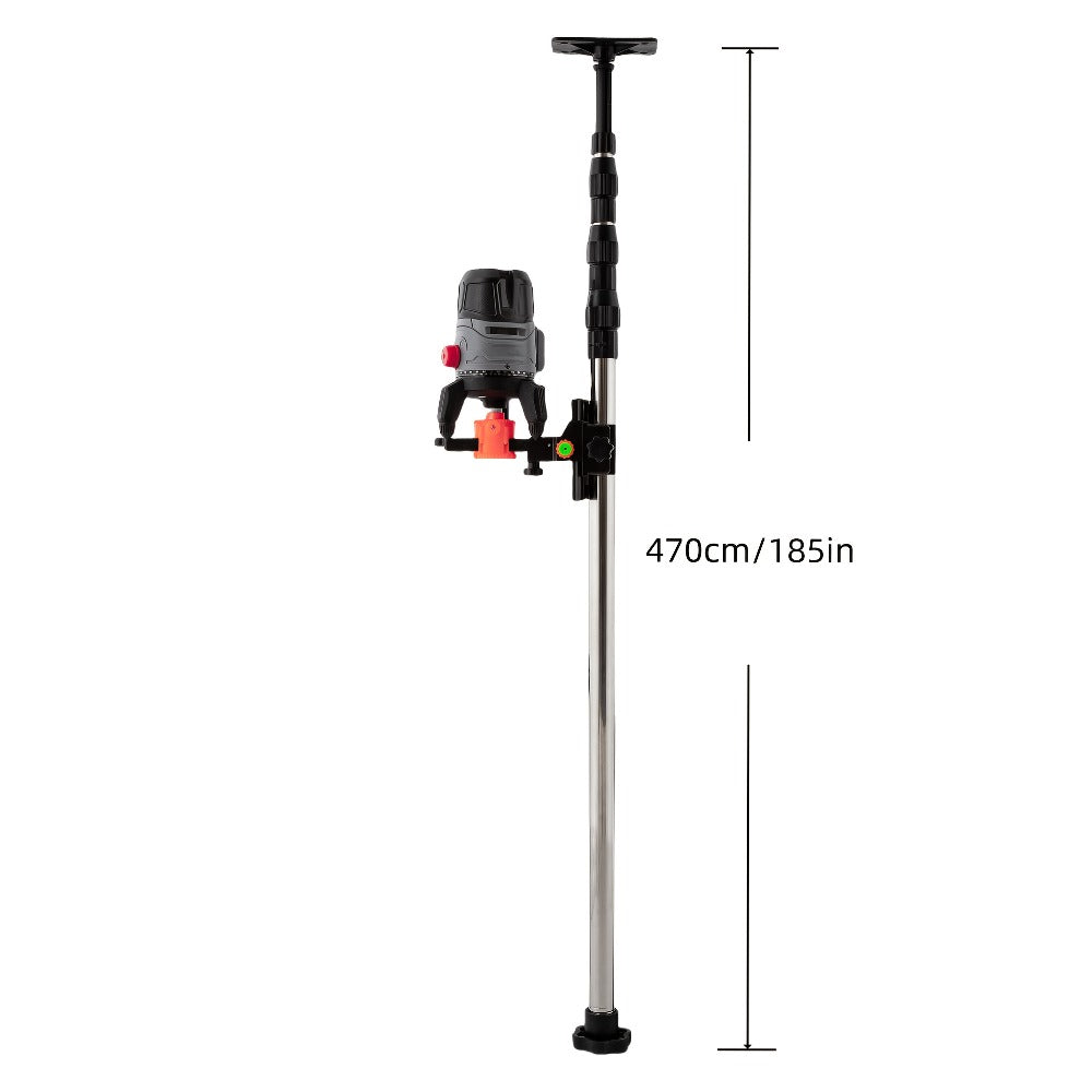 Telescoping Laser Level Pole 15.4ft / 4.7m ¨C Adjustable Extension Rod with 1/4¡±-20 & 5/8¡±-11 Thread Mount for Rotary and Line Lasers, Professional Surveying & Construction Staff