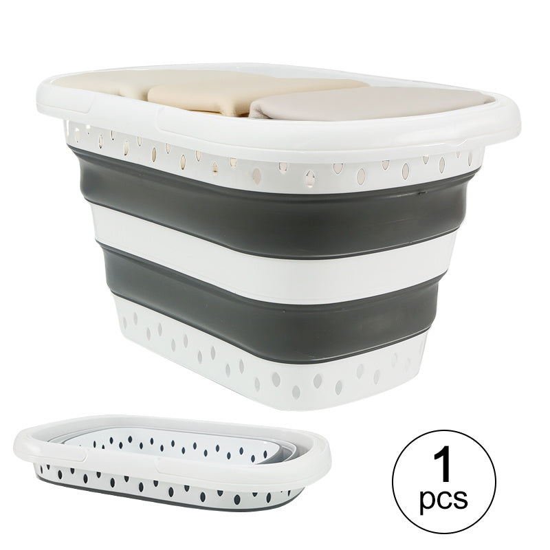 Collapsible Laundry Basket 16 Gallon with Handles ¨C Foldable Plastic Laundry Hamper, Space-Saving Portable Dirty Clothes Basket for Bathroom, Bedroom & Laundry Room