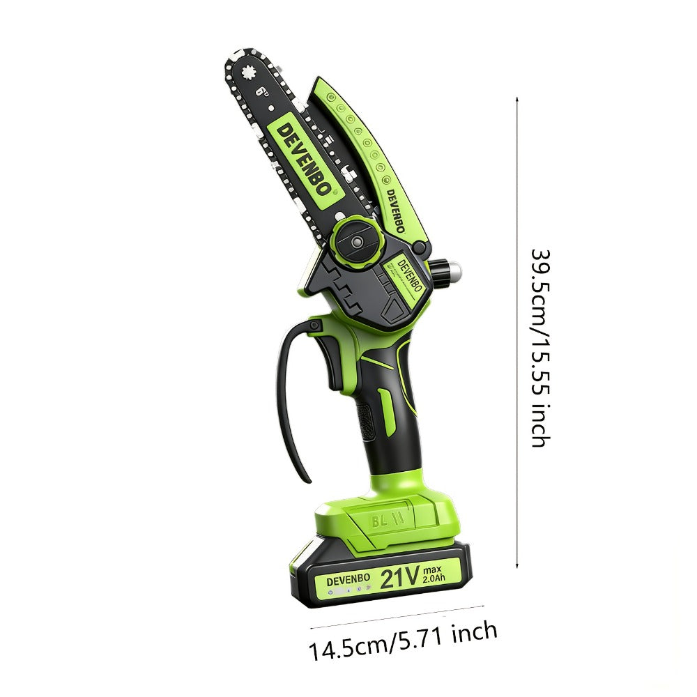 Cordless Mini Chainsaw 6 Inch ¨C Handheld Lightweight Portable Electric Chainsaw with Safety Equipment, for Yard Gardening, Tree Pruning, Home Woodworking & Outdoor Survival, Thoughtful Gift for Men (1 or 2 Batteries)