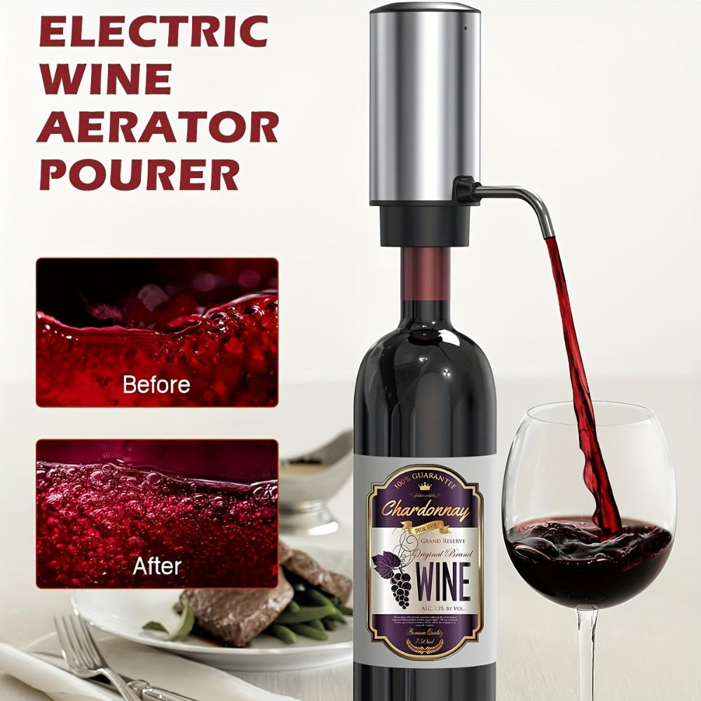 Electric Wine Opener Set ¨C Rechargeable Automatic Corkscrew with Wine Aerator Dispenser, Vacuum Stopper & Foil Cutter for Any Occasion Gift