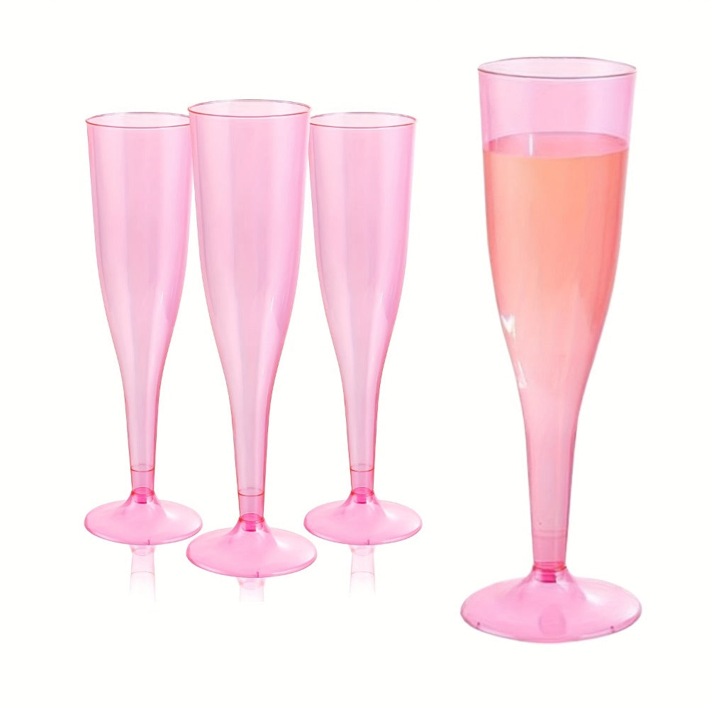 Pink Plastic Champagne Glasses Disposable 25 50 Pack ¨C BPA-Free PS Mimosa Cups Pink Plastic Wine Glasses for Wedding Bridal Shower Cocktail Party Outdoor Events