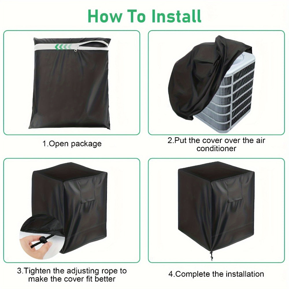 Outdoor AC Unit Cover 30x30x32 Inch Waterproof | Air Conditioner Protector with Drawstring Closure for Condenser & HVAC ¨C All-Weather UV & Rain Shield, 210D Oxford Cloth, Black