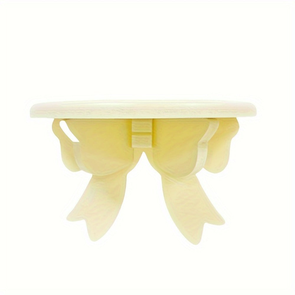 Floating Wooden Wall Shelf with Bow Design - Wall-Mounted Storage Rack for Bathroom Kitchen Living Room Bedroom Decor