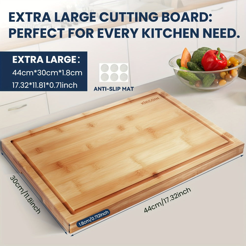 Bamboo Cutting Board Set with Storage Rack & Juice Groove | 4-Piece Kitchen Chopping Board for Vegetables Meat Fruits Bread Cheese | Eco-Friendly Wood Cutting Boards | Perfect Kitchen Gift Set