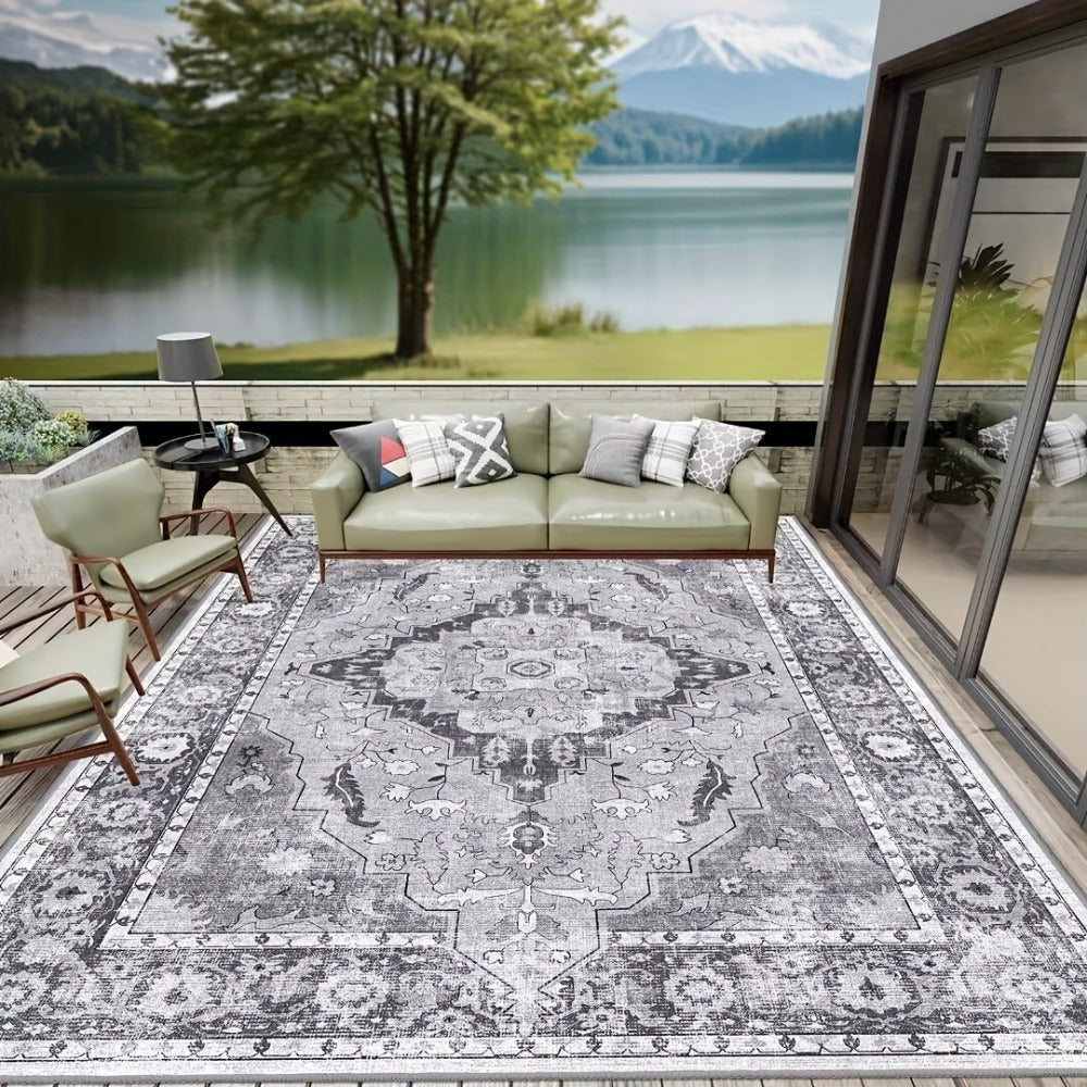 Vintage Persian Area Rug Machine Washable Non-Slip Non-Shedding Floral Indoor Carpet for Living Room Bedroom in Multiple Colors and Sizes