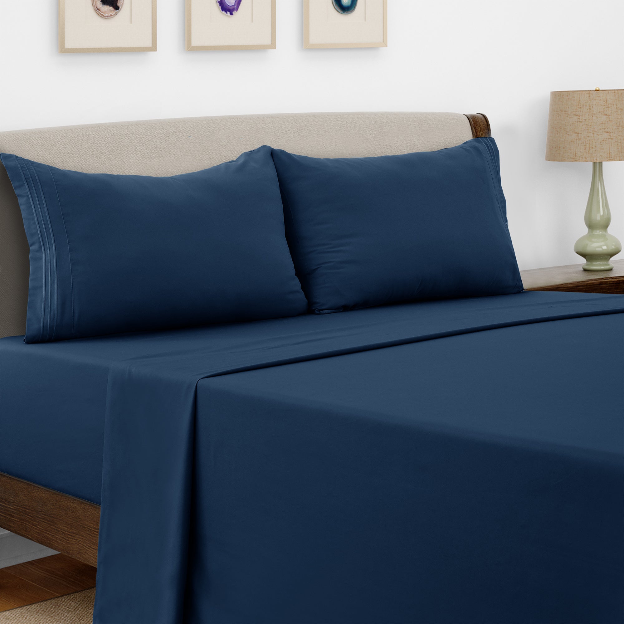 Microfiber Bed Sheet Set 4 Piece - Soft Breathable Deep Pocket 16 inch Fitted Sheet, Flat Sheet & Pillowcases, Wrinkle Fade Resistant Bedding for All Seasons Twin Twin XL Full Queen King Cal King, 24 Colors