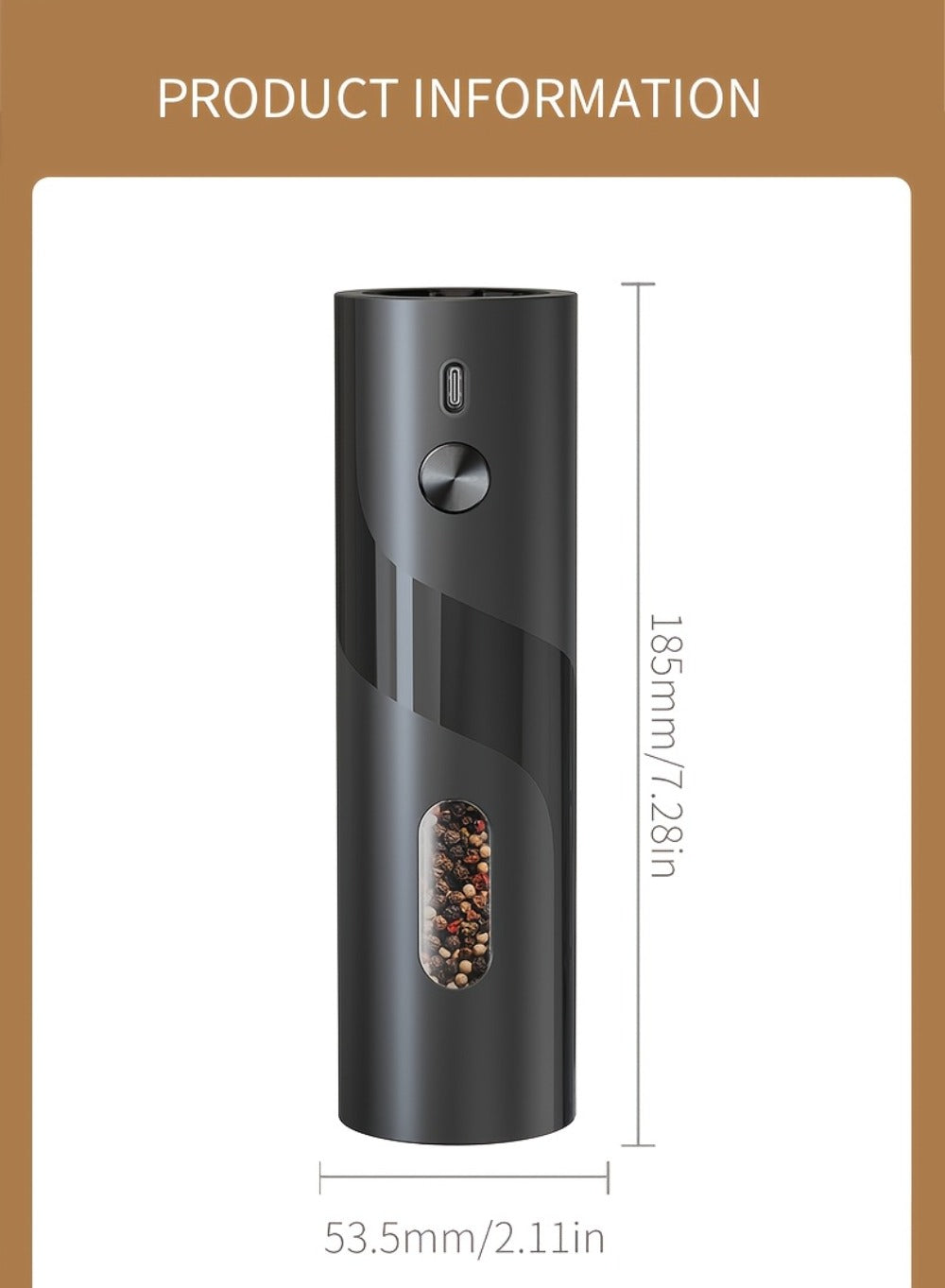 Electric Salt and Pepper Grinder Set ¨C Rechargeable Automatic Mills with LED Light, Adjustable Coarseness & 3.72oz Capacity for Home Kitchen, BBQ, Restaurant & Outdoor Entertaining