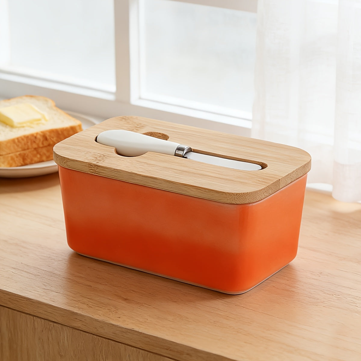 Ceramic Butter Dish with Lid and Knife ¨C Large Countertop Butter Keeper, Airtight Seal, Easy-Clean Design, Multiple Colors ¨C Kitchen Gift for Butter Lovers