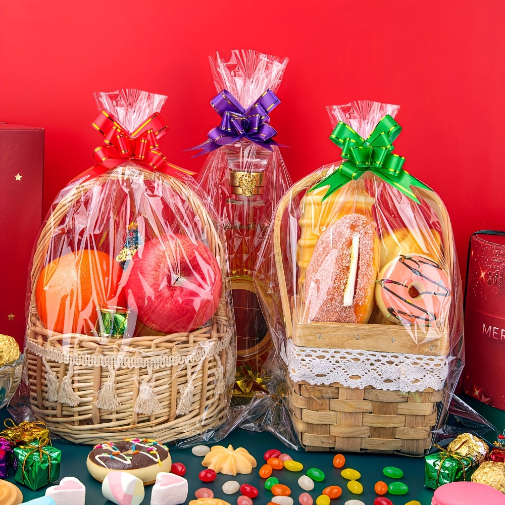 Cellophane Bags 50-Pack Large 18x30 Inch Transparent Gift Basket Wrap Bags ¨C Clear Cellophane Wrapping for Christmas, Holidays & Gift Packaging