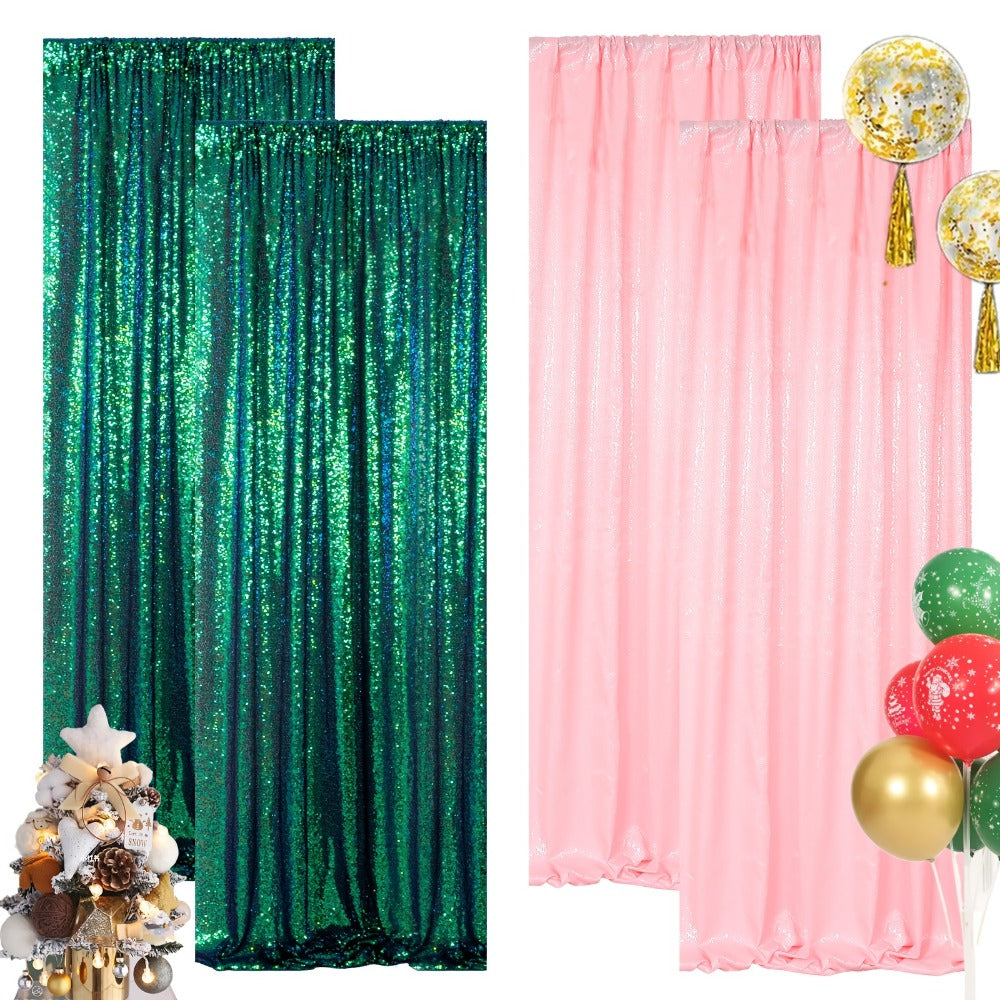 Sequin Backdrop Curtain for Party Wedding - 4x8ft Shimmering Glitter Curtain for Birthday Photo Booth Stage Decoration, Easy Hang, Multi-Color
