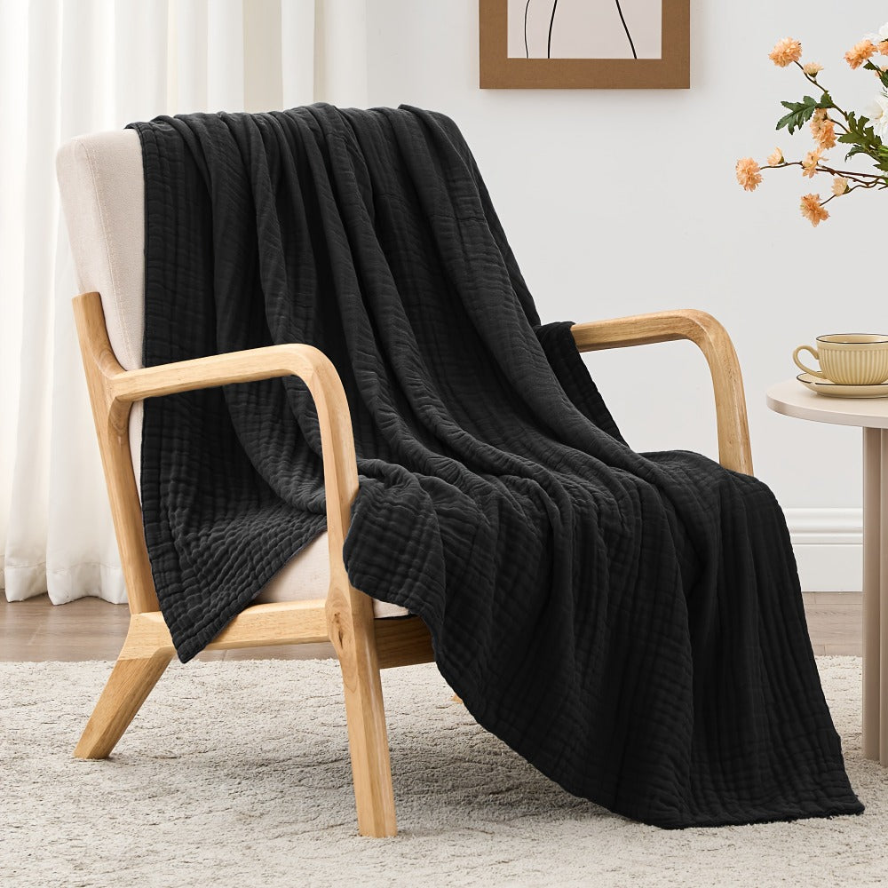 6-Layer Gauze Blanket 100% Muslin ¨C Lightweight Breathable Cotton Throw for Couch & Bed, All Season Adult Blanket, 4 Colors