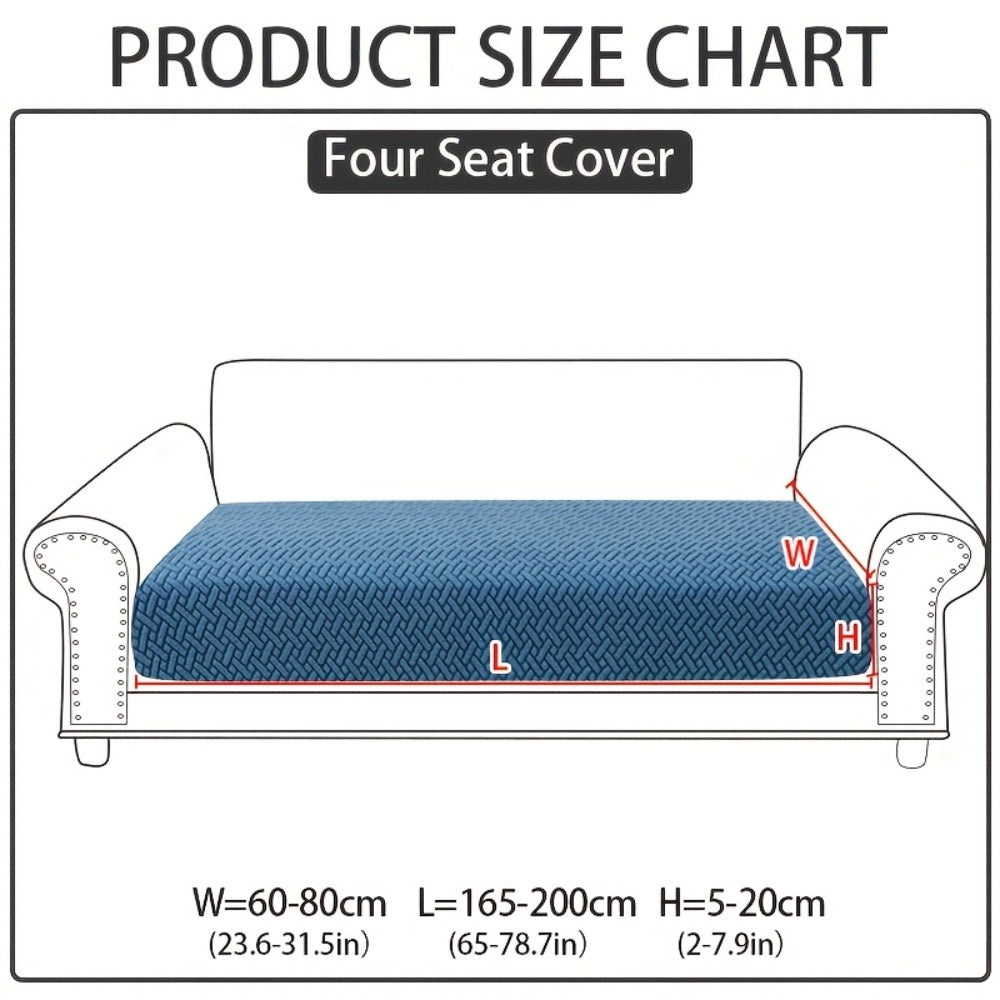 Jacquard Stretch Sofa Cover Non-Slip | Elastic Wear-Resistant Couch Slipcover, Polyester Jacquard Fabric, 1 to 4 Seat Sectional L-Shape, Armrest Backrest, Machine Washable