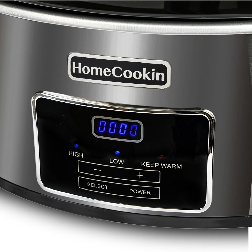 Digital Slow Cooker 6 & 7 Quart Programmable with Non-stick Ceramic Bowl, Countdown Timer & Keep Warm ¨C Oval Glass Lid Crock Pot for Family Meals Soups Stews Holiday Cooking