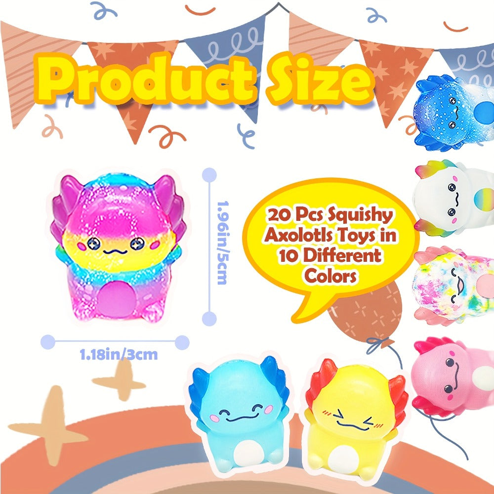 Axolotl Squishy Toys 20 Pack Slow Rise Ice Cream Squishies Individually Wrapped Foam Fidget Sensory Toys for Kids Party Favors Goodie Bags Birthday Gifts Stress Relief