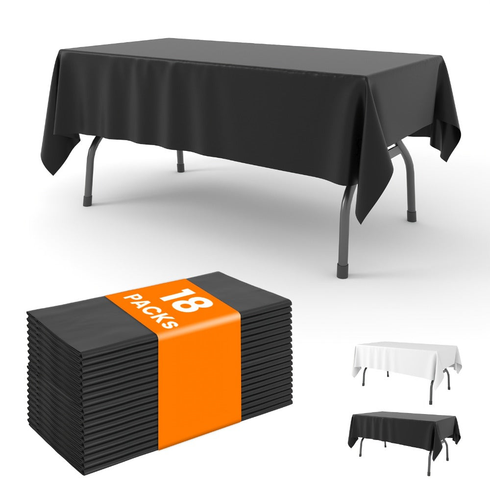Disposable Plastic Tablecloths 18/36 Pack 54x108 Inch ¨C Leakproof Sturdy White Table Cover for Party Picnic Wedding Birthday Banquet Outdoor Event Decorative Table Cloth Bulk Pack