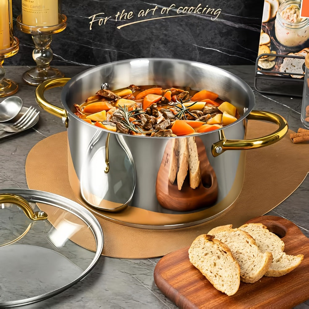Stainless Steel Non-Stick Cookware Set 1 11 & 13 Piece ¨C Non-Toxic Dishwasher & Oven Safe Kitchen Cooking Set | Frying Boiling Stir-Fry Pots and Pans | Golden Silver Pink Orange Home & Catering