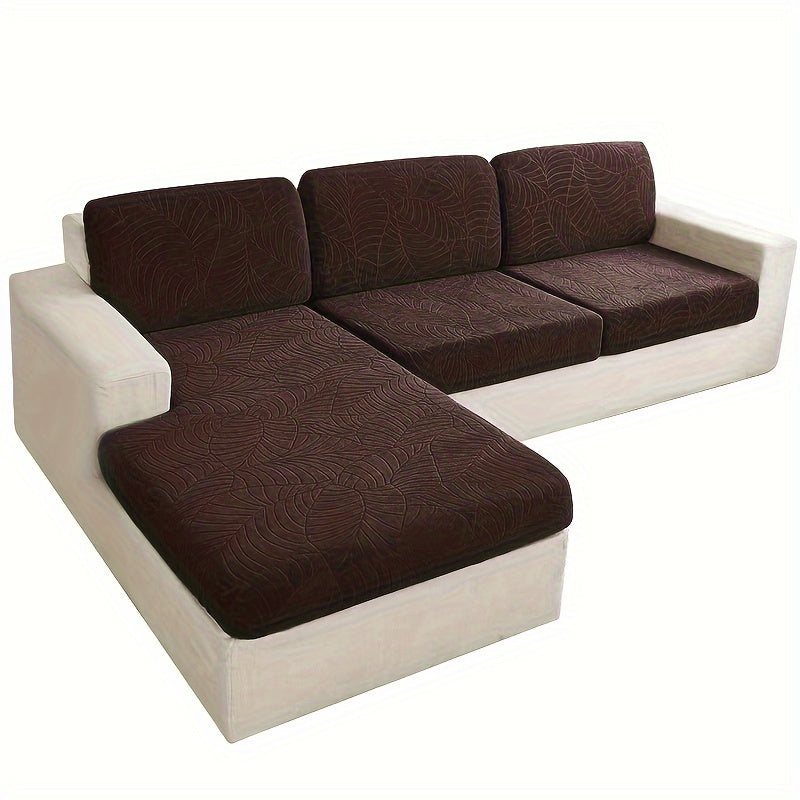 Jacquard Stretch Sofa Cover Set 6pcs Leaf Pattern High Elasticity Furniture Protective Cover with Elastic Band Easy Install Removable Washable Concubine Style Cushion Cover Home Decor Multiple Colors