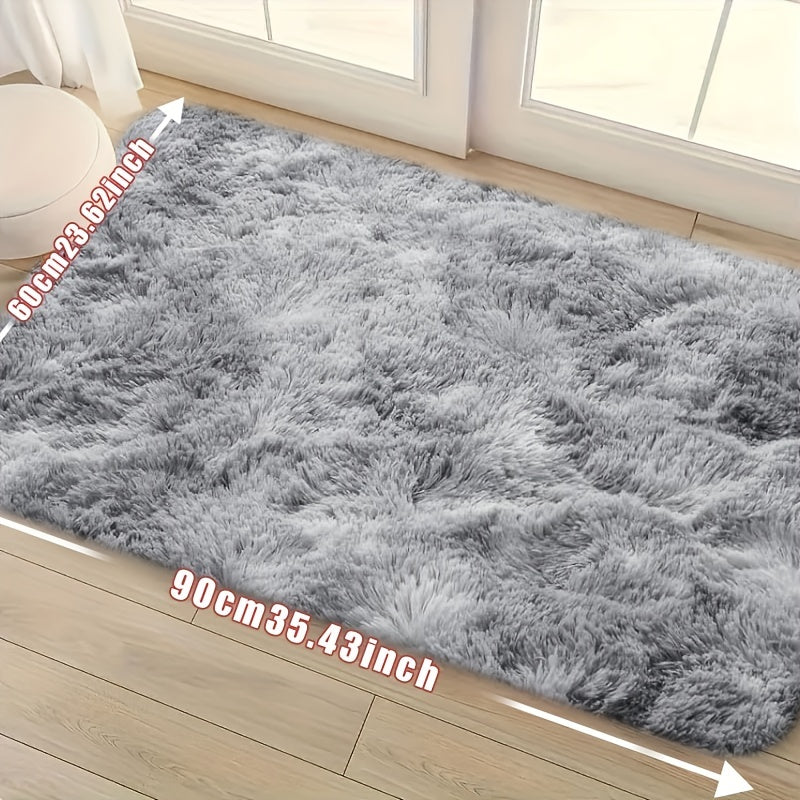 Tie-Dye Plush Area Rug Soft Non-Slip - Absorbent Machine Washable Fluffy Mat for Living Room Bedroom Bathroom, Modern Luxury Home Accent Rug, Dark Gray Black Light Gray Pink, 2 Sizes