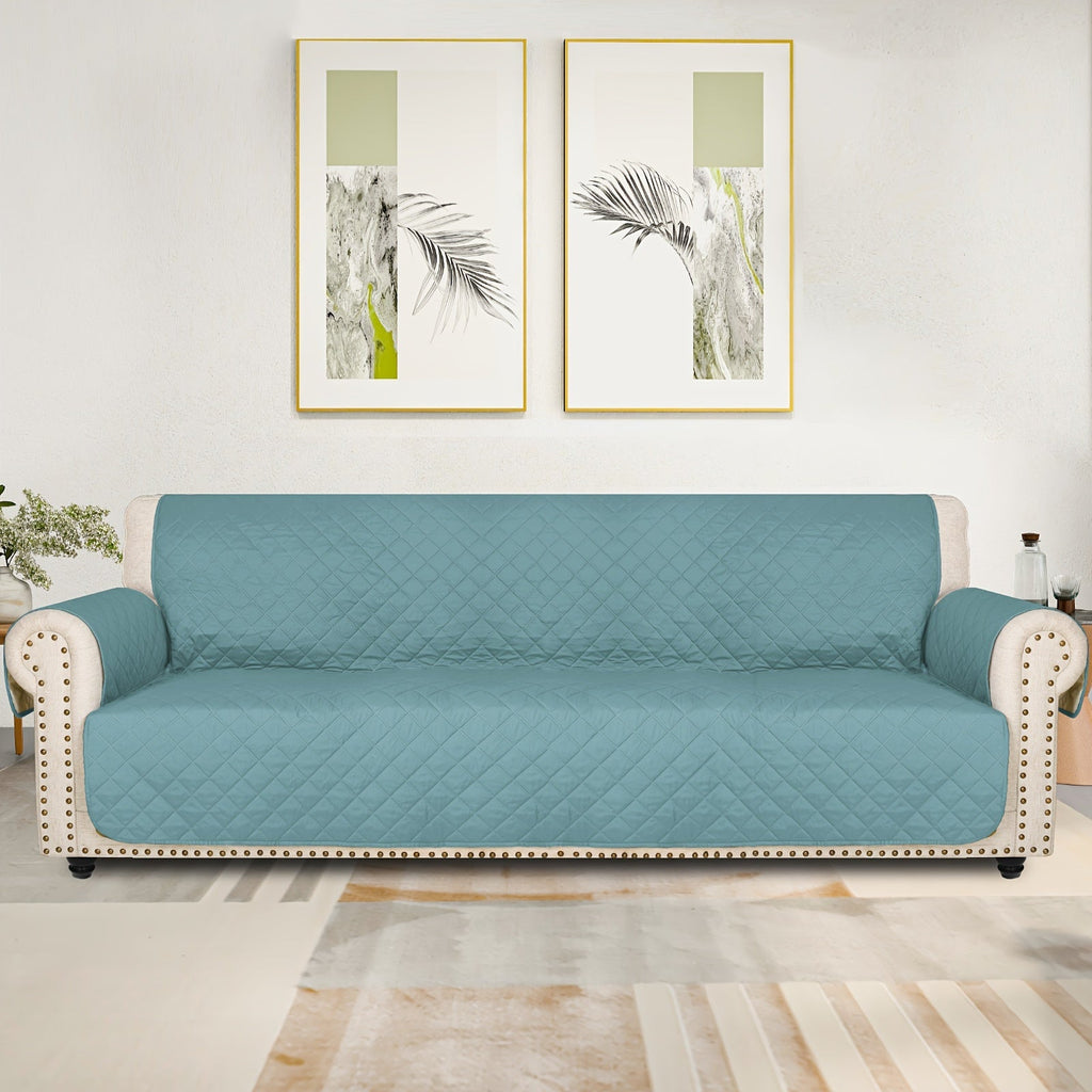 Sofa Slipcover 5-Layer Quilted Thick Sofa Cover Protector Elastic Strap Non-Slip Washable Pet Friendly Universal Fit 3 4 Seater Couch Cover for Living Room - 10 Colors
