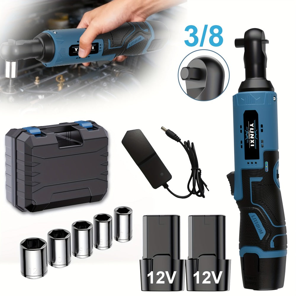 12V Brushless Electric Ratchet Wrench Set with Battery & Quick Charger ¨C Wireless Car Repair Tool Kit for Home & Auto, Holiday Gift for Men