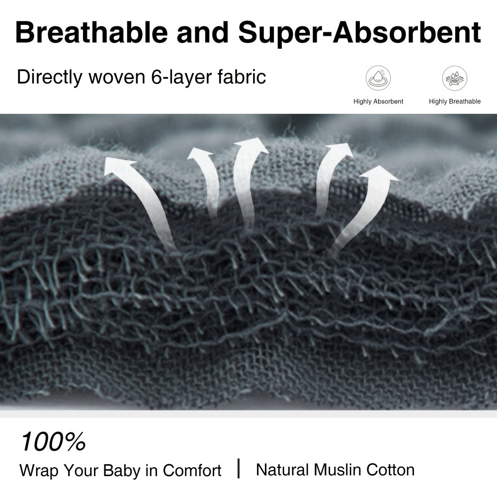 6-Layer Gauze Blanket 100% Muslin ¨C Lightweight Breathable Cotton Throw for Couch & Bed, All Season Adult Blanket, 4 Colors
