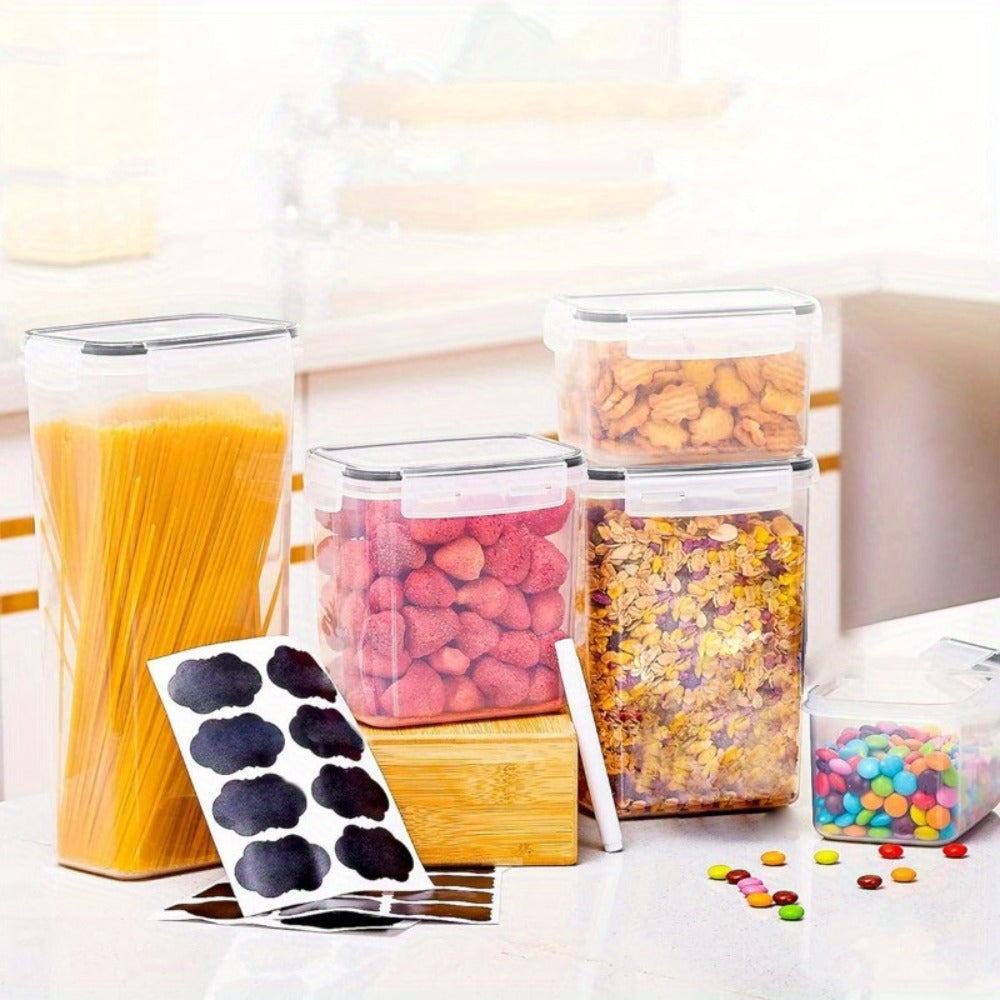 Food Storage Containers with Flip Top Lids - Airtight Plastic Jar Set for Pantry Kitchen Organization, Includes Reusable Labels and Marker, Dishwasher Safe, Available in 6, 12, 14, 20, 48 and 84 Piece Sets for Home Travel and Outdoor Use