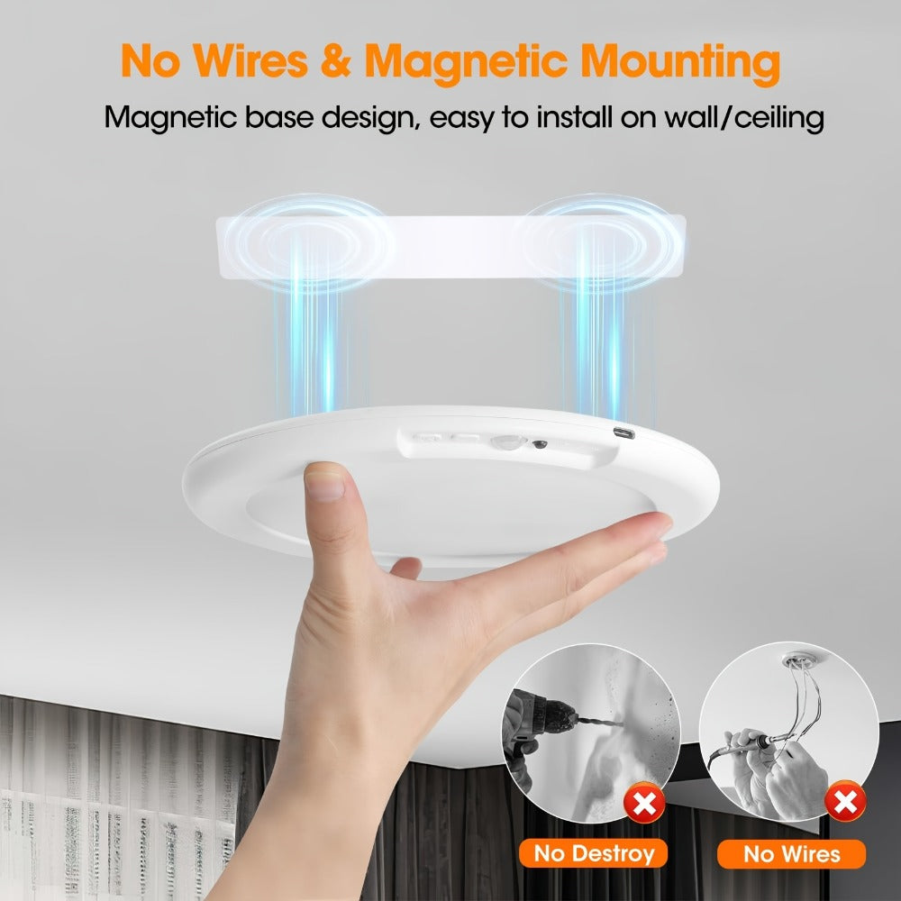 Rechargeable Ceiling Light No Wiring ¨C Battery Operated LED Ceiling Light with Remote Control, Motion Sensor, Dimmable & Timer, Wireless Overhead Light for Bathroom Pantry Hallway Closet Porch Garage