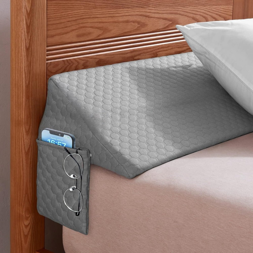 Bed Wedge Pillow Bed Gap Filler - Memory Foam Mattress Wedge Headboard Pillow for Sleeping, Backrest & Post-Surgery Support