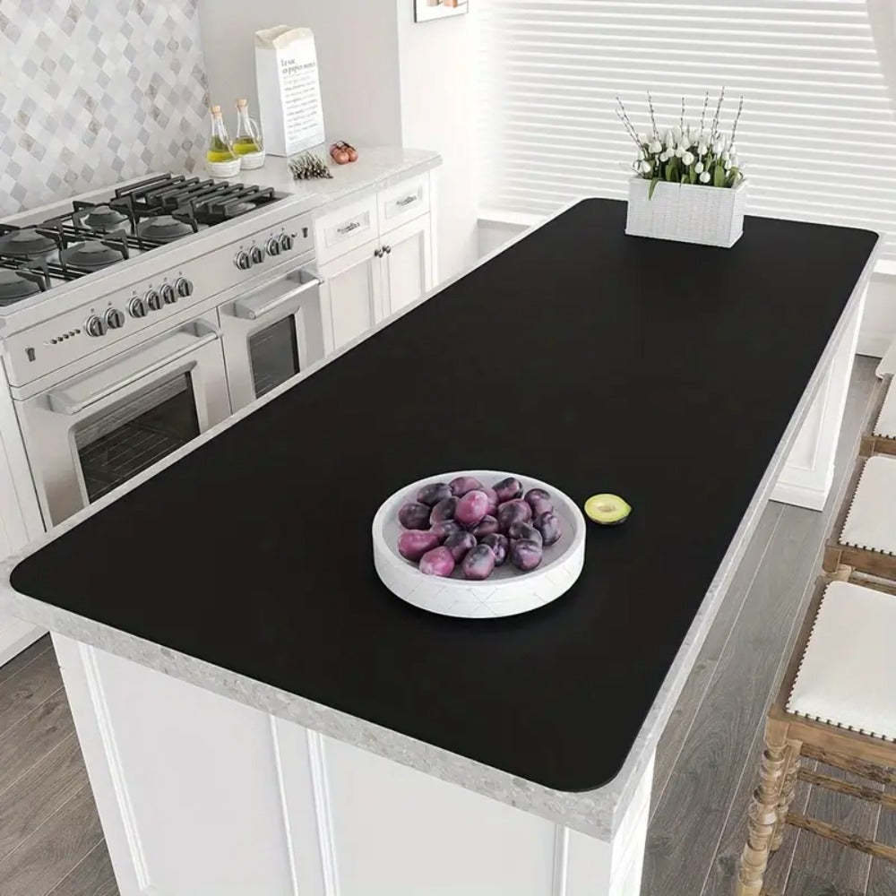 Kitchen Counter Mat Heat Resistant Countertop Protector Pad Extra Large Cuttable Non-Slip Mat for Kitchen Counter Dining Table - Waterproof Protective Mat 36 inch 47 inch Black Gray