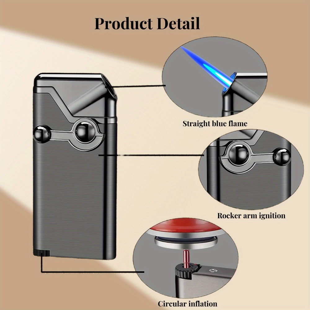 Rocker Ignition Jet Torch Lighter Metal Windproof Refillable - Adjustable Flame for Kitchen, Candle, Aromatherapy & Outdoor Use | Best Gift for Men | Butane Not Included