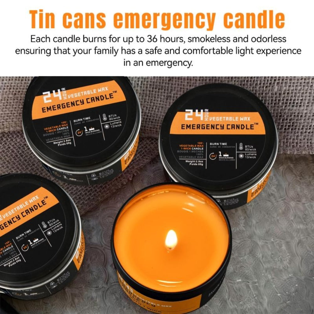 Emergency Soy Wax Candles 24-Hour Long Burning ¨C 4 or 6 Pack Unscented Single-Wick Candles in Golden Tin for Power Outages, Survival, Camping, Hunting & Outdoor Activities | Bulk Emergency Candle Set