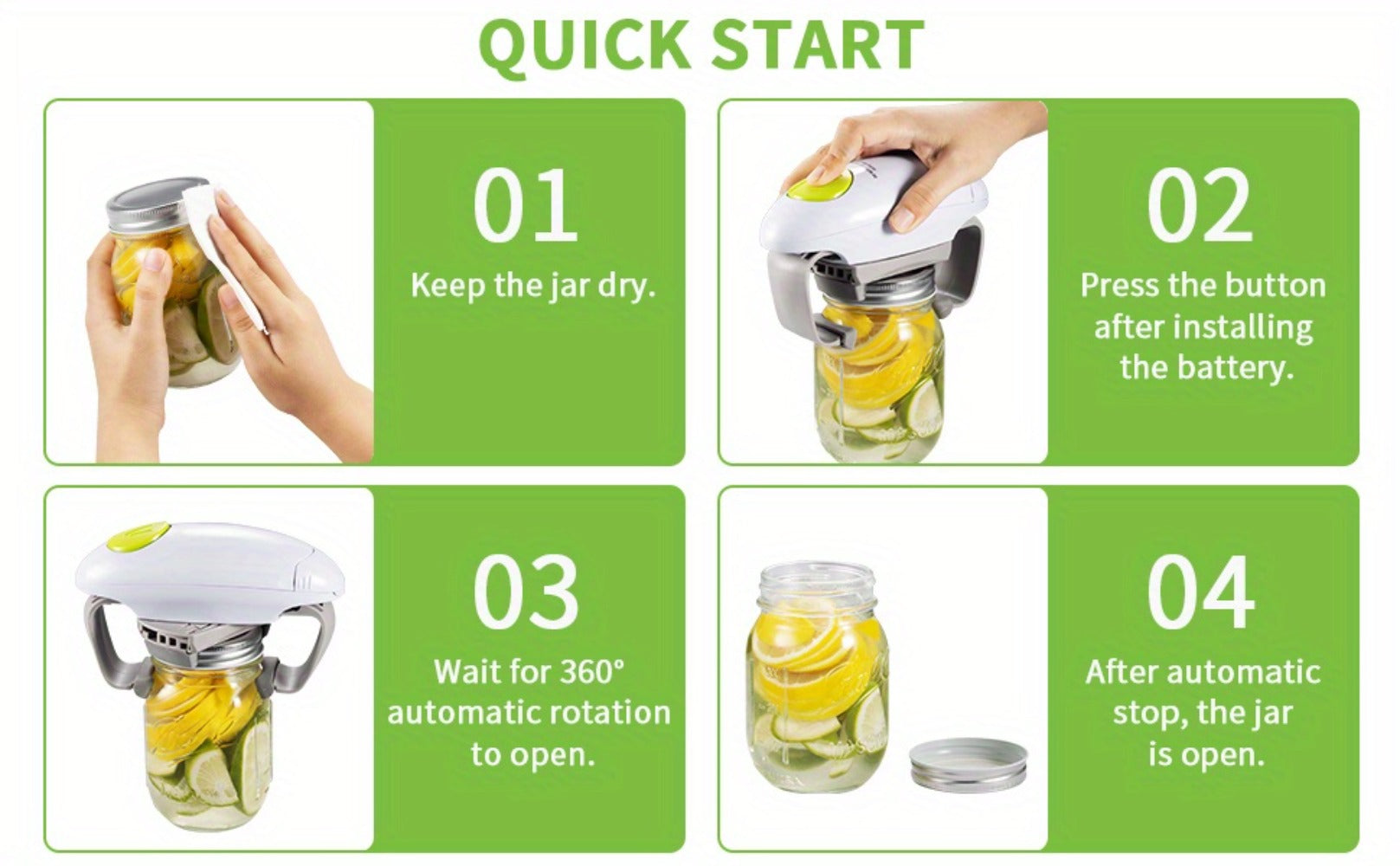Electric Jar Opener One Touch Automatic ¨C High Torque Battery Operated Jar Lid Opener for Seniors, Arthritis, Weak Hands, Women & Chefs | Hands-Free Kitchen Gadget Gift