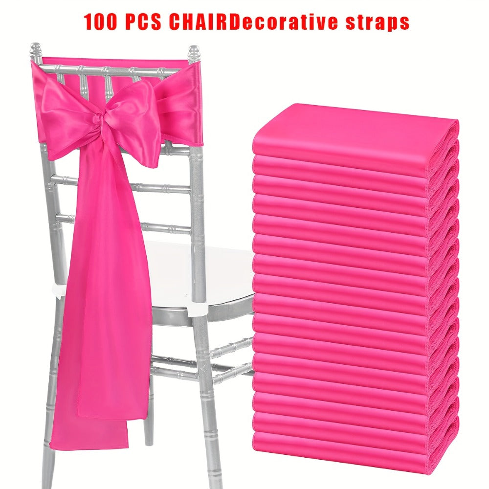 100pcs Satin Chair Sashes Bows for Wedding Banquet Party Event Decoration ¨C 13 Colors, 18¡Á275cm