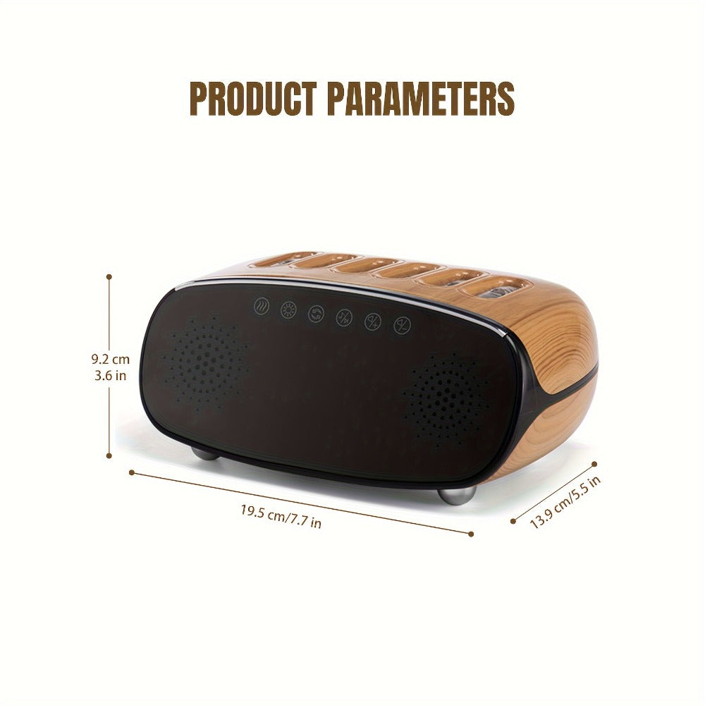 Humidifier with Bluetooth Speaker, LED Display & Alarm Clock - High Mist Output, Remote Control, Wood Grain Cool Mist Humidifier for Bedroom, Living Room & Home Office Decor