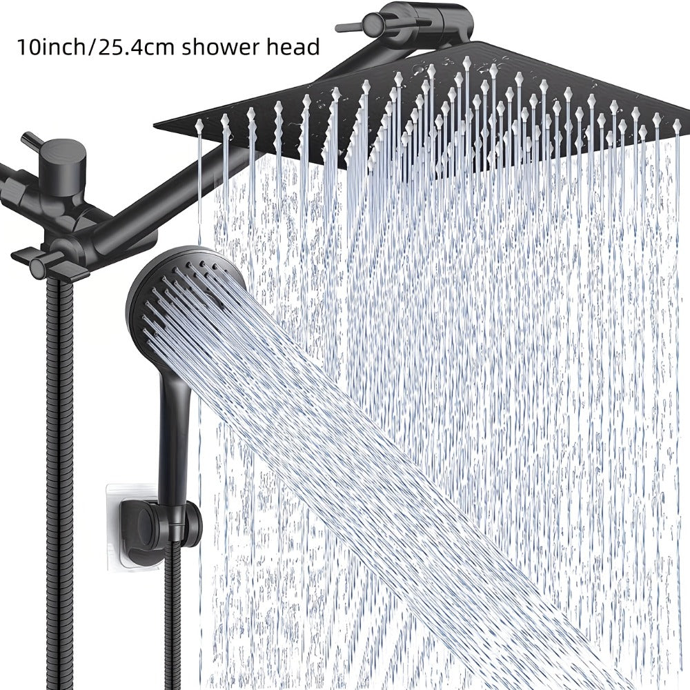 High Pressure Rainfall Shower Head Combo with Handheld Spray ¨C 9 Spray Settings, 180¡ã Adjustable Bracket, Stainless Steel Hose, Anti-Clog Nozzles, Modern Bathroom Shower System