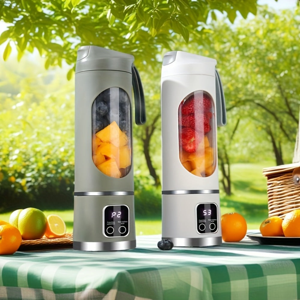 Portable Juicer USB Rechargeable with LED Display - Handheld Personal Blender for Smoothies, Juice & Ice Crush, Li-Ion Battery Powered Mini Juicer Cup for Home, Gym, Travel & Outdoor, Multiple Styles
