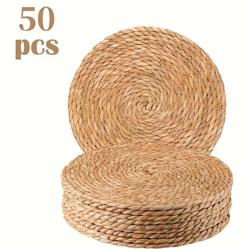 Round Placemats for Dining Table 12 Inch Boho Jute Braided Charger Plates Rattan Wicker Farmhouse Rustic Table Mats Set