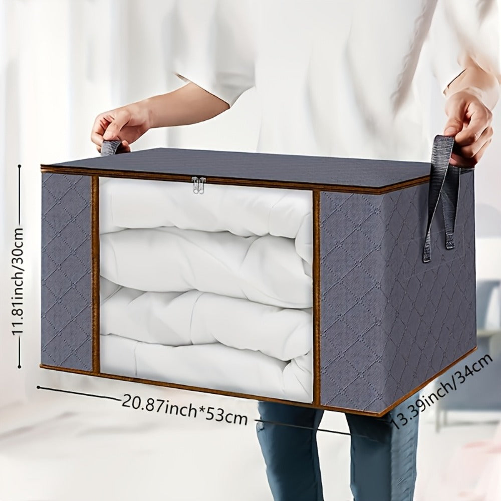 6pcs Extra Large Storage Bags with Zipper Closure, Heavy-Duty Non-Woven Fabric Quilt Blanket Clothes Organizer Bags, Rectangular Foldable Seasonal Closet Storage Bags Set for Home Organization