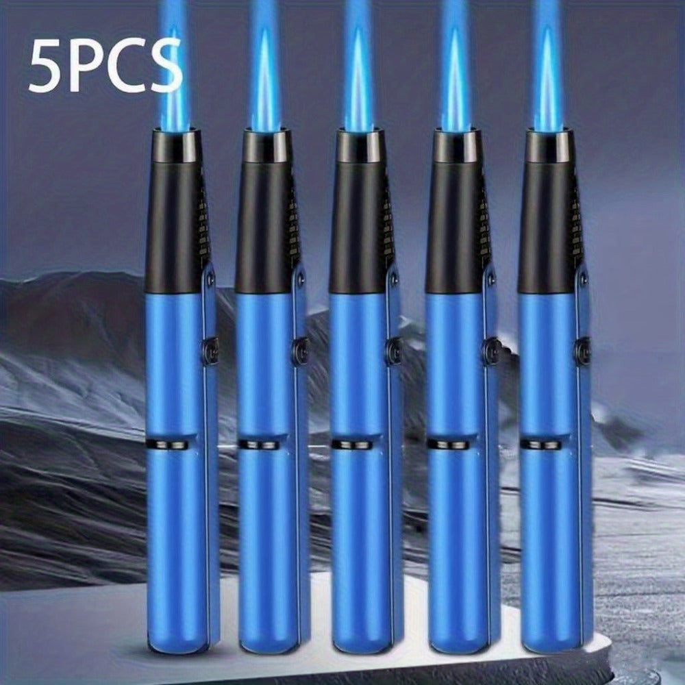 1300¡ãF Torch Lighter 5pcs Blue Flame Windproof Refillable with Safety Lock - Jet Flame for Candles, Grill, BBQ & Camping | Gift Box Available | Butane Not Included