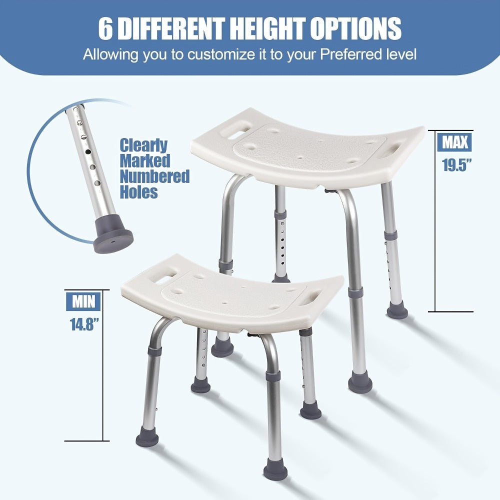 Shower Bench with Suction Feet ¨C Adjustable Non-Slip Bath Stool, 350 LBS Capacity, Rust-Proof Aluminum, Medical Grade Bath Seat for Seniors, Adults & Disabled, Fits Showers & Tubs