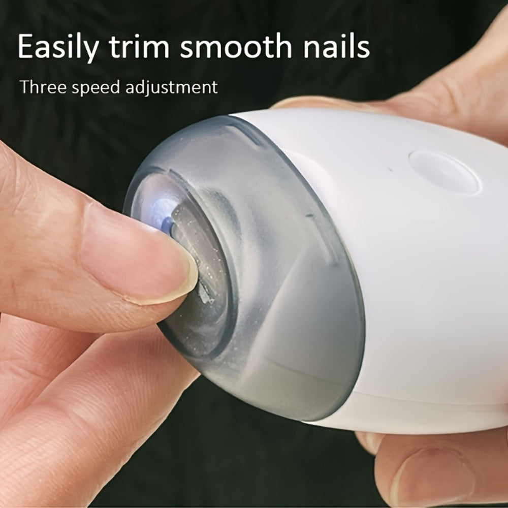 Electric Nail Trimmer with LED Light & 3 Speeds ¨C Automatic Nail Clipper for Seniors, Adults & Thick Toenails, Low Noise, Portable with Nail Scraps Storage, 2pc Set