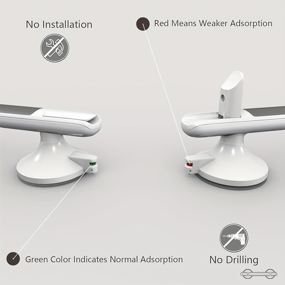 Safety Grab Bar for Seniors - Suction Cup Handrail for Bathroom, Non-Slip Bathtub Rail, Elderly Assist Handle, No Drill Wall Bar for Shower, Toilet, Kitchen Support